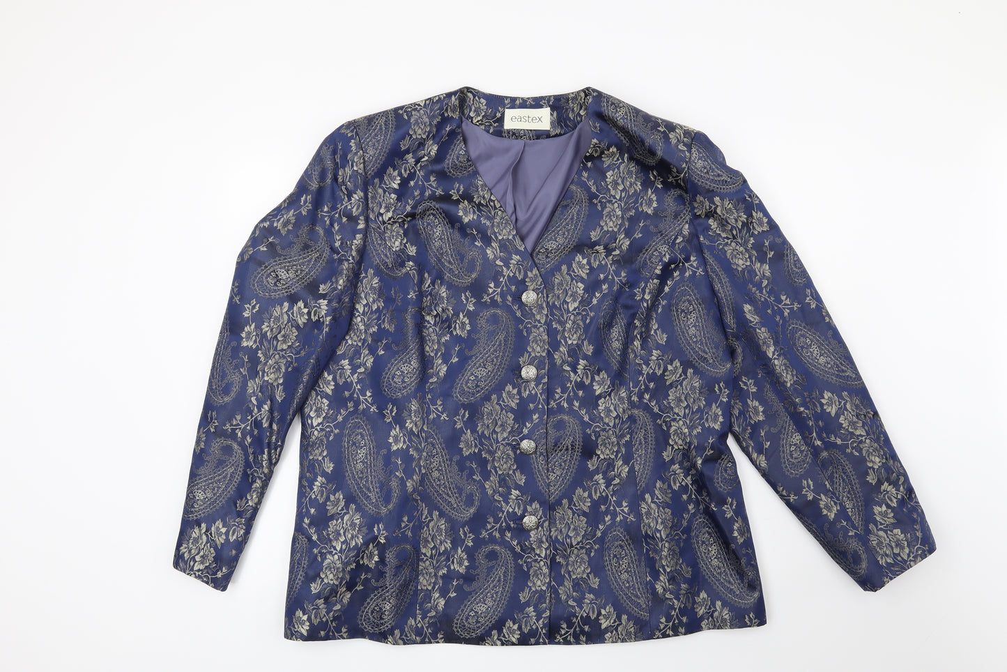 Eastex Womens Blue Floral  Jacket Blazer Size 20