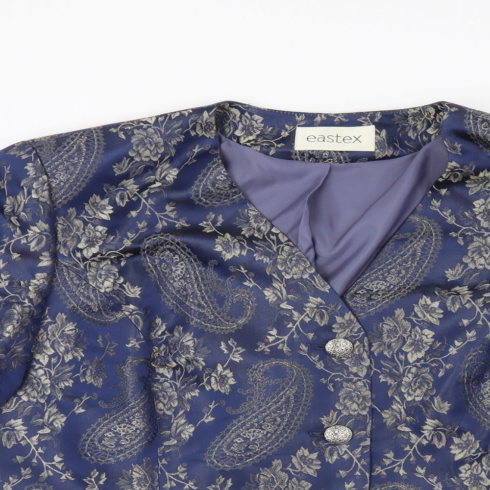 Eastex Womens Blue Floral  Jacket Blazer Size 20