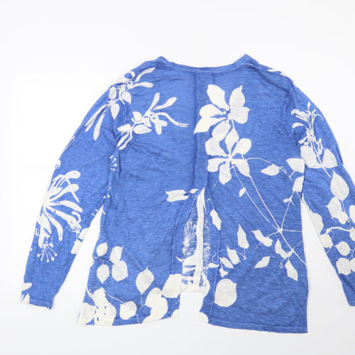 Emreco Womens Blue Floral  Cardigan Jumper Size 16