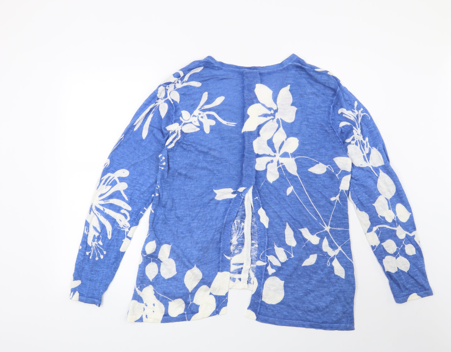 Emreco Womens Blue Floral  Cardigan Jumper Size 16