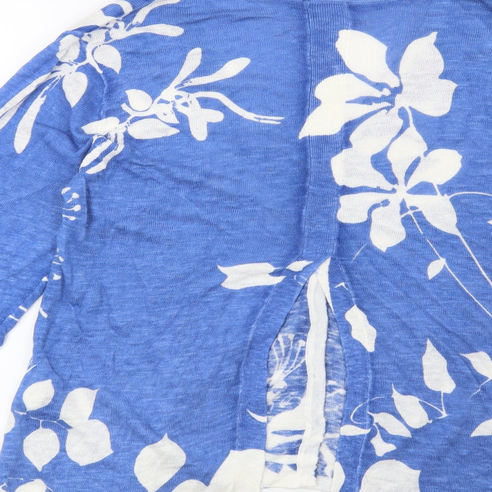 Emreco Womens Blue Floral  Cardigan Jumper Size 16