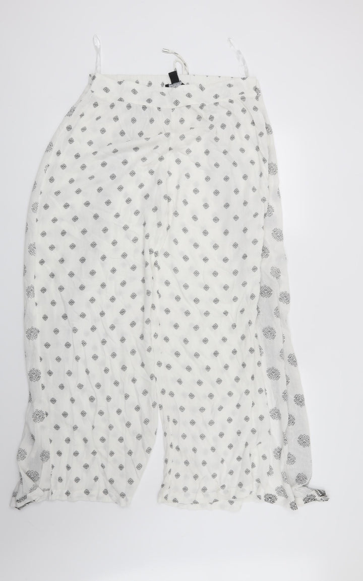 Atmosphere Womens White Geometric Trousers Size 12 L29 in