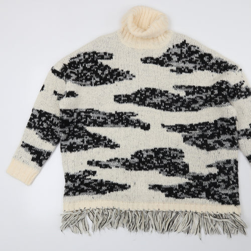 New Look Womens Beige Animal Print  Pullover Jumper Size M