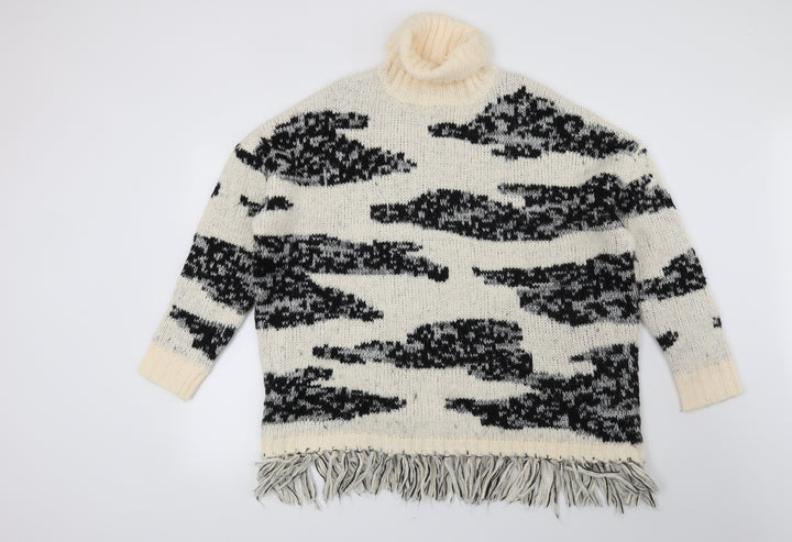 New Look Womens Beige Animal Print  Pullover Jumper Size M