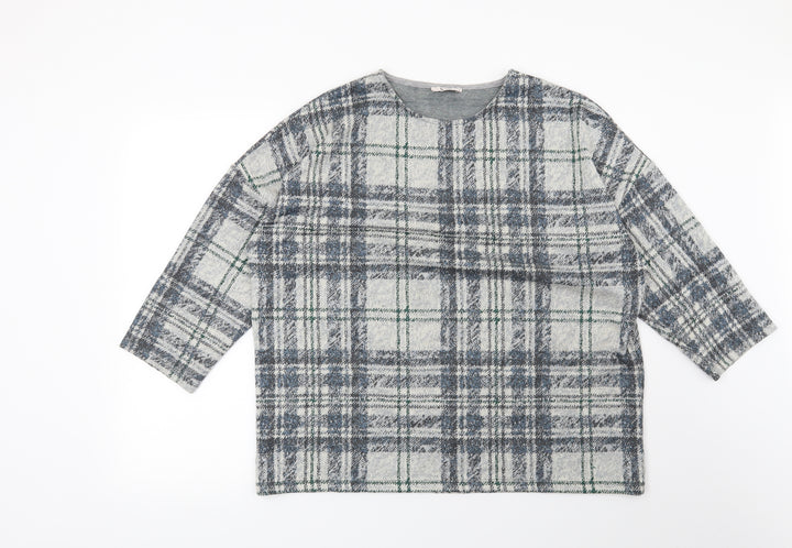 TU Womens Grey Check Pullover Sweatshirt Size 16