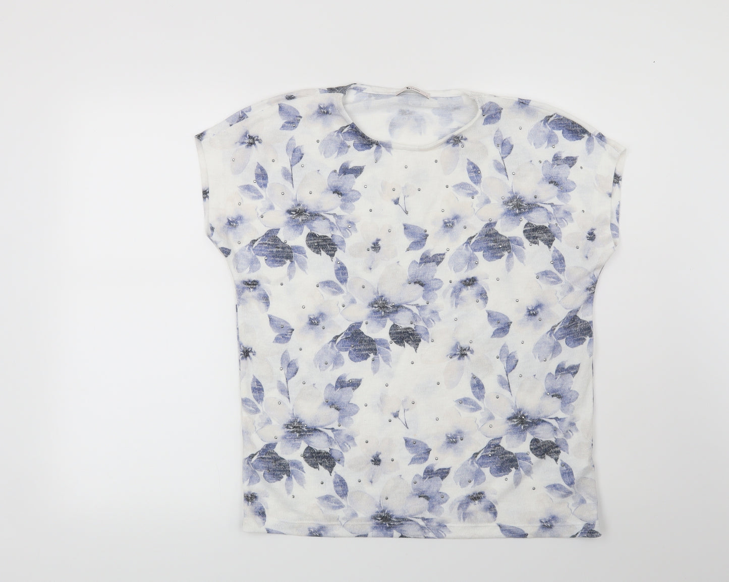 TU Womens White Floral  Pullover Jumper Size 8
