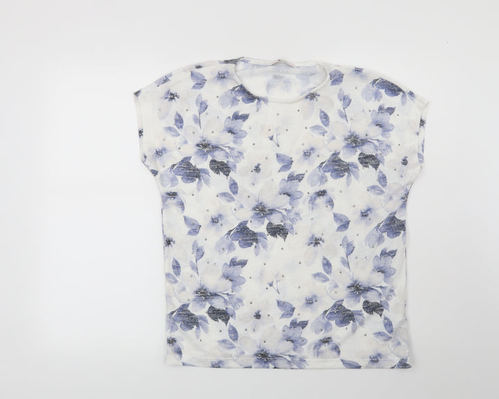 TU Womens White Floral  Pullover Jumper Size 8