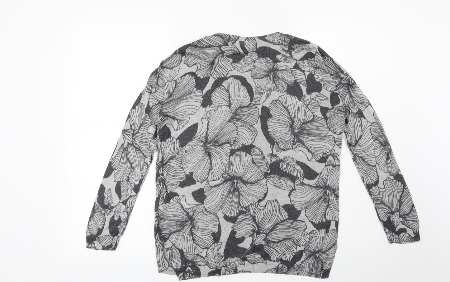 Marks and Spencer Womens Grey Floral  Pullover Jumper Size S
