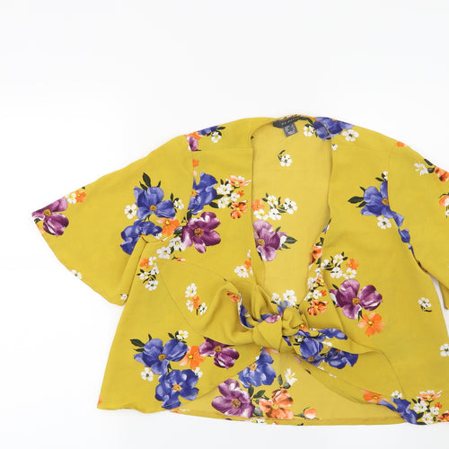Primark Womens Yellow Floral  Kimono Blouse Size 6