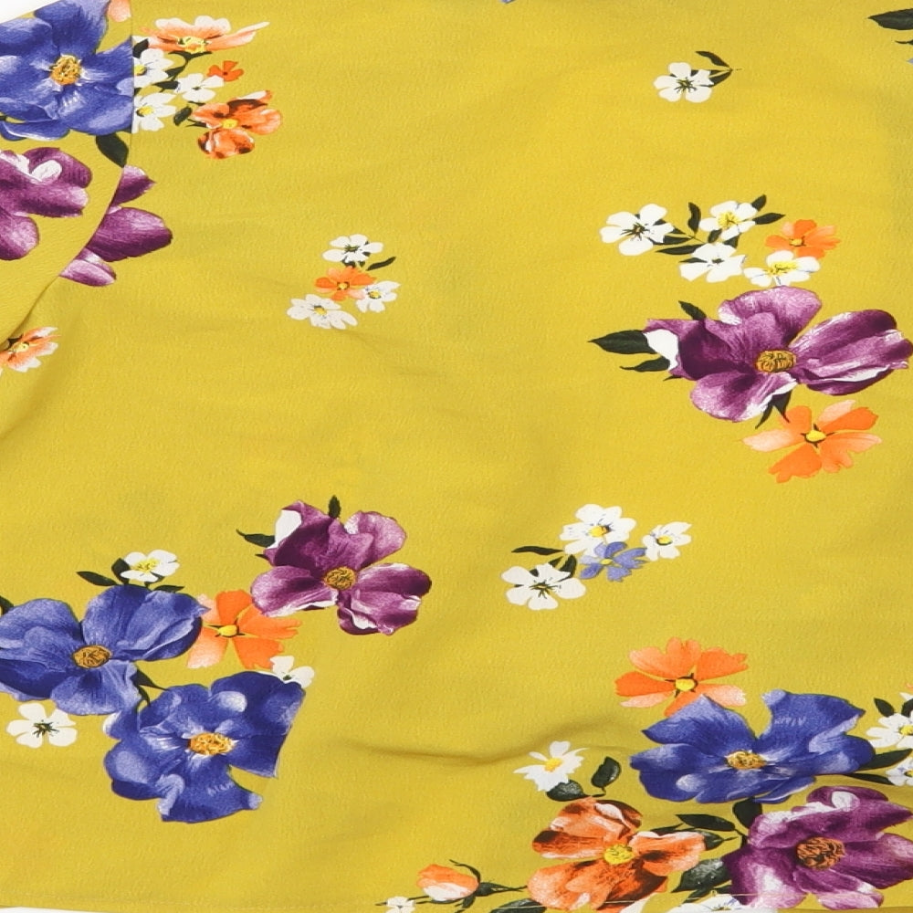 Primark Womens Yellow Floral  Kimono Blouse Size 6