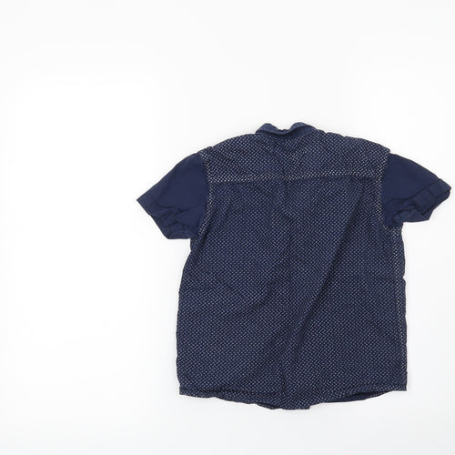 Preworn Boys Blue Geometric  Basic Button-Up Size 7-8 Years