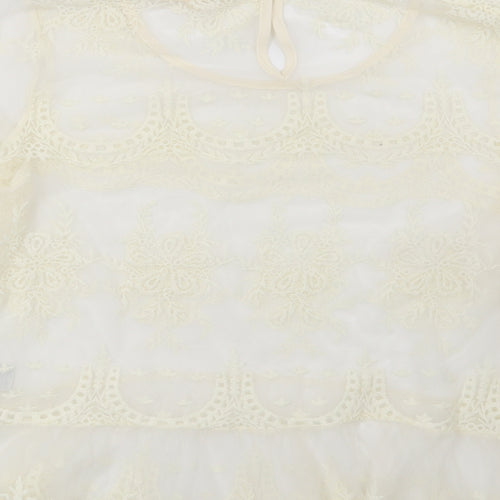 Rebellion Womens Beige Floral  Basic Blouse Size L