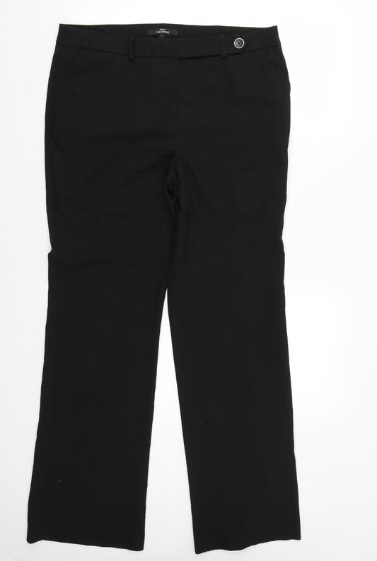 Front view of NEXT women’s black trousers, size UK 14, 31-inch leg