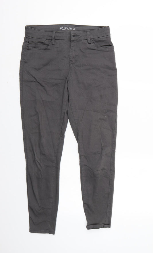 Front view of Marks & Spencer women’s grey straight jeans, size UK 10, 25-inch leg