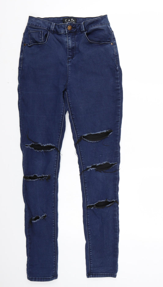 Front view of Peacocks women’s blue skinny jeans, size UK 10, 29-inch leg