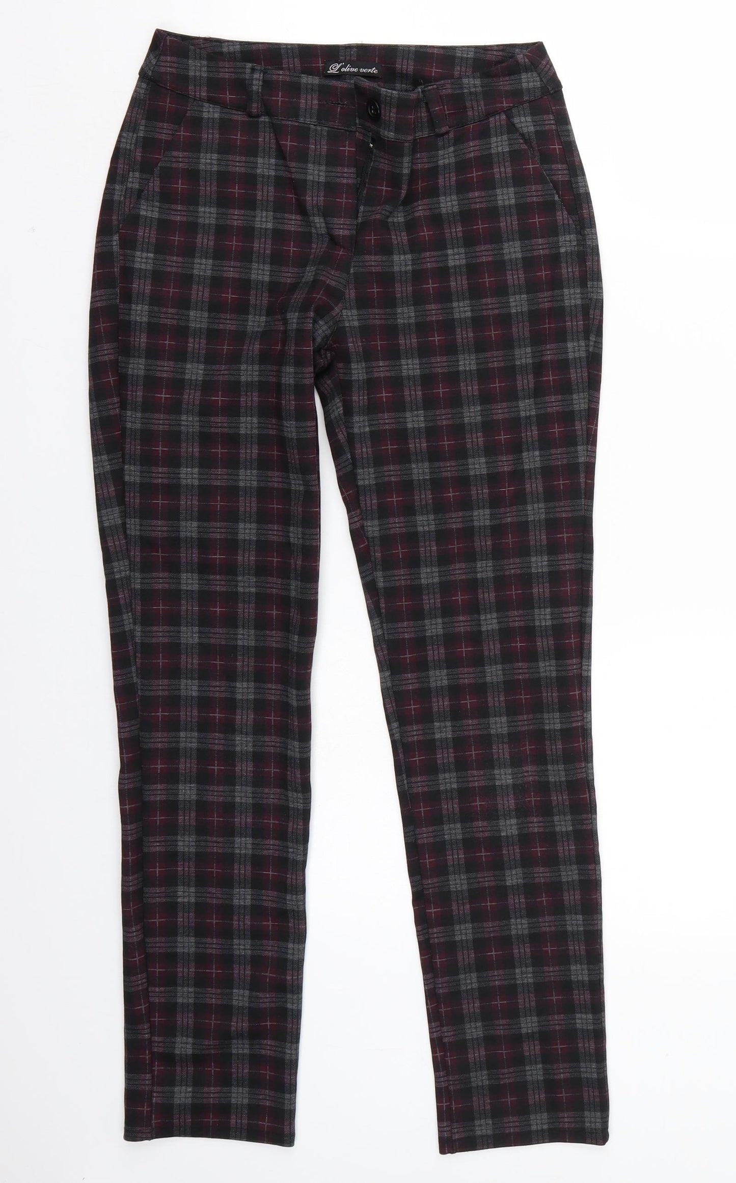 L olive verte Womens Black Check  Trousers   L27 in