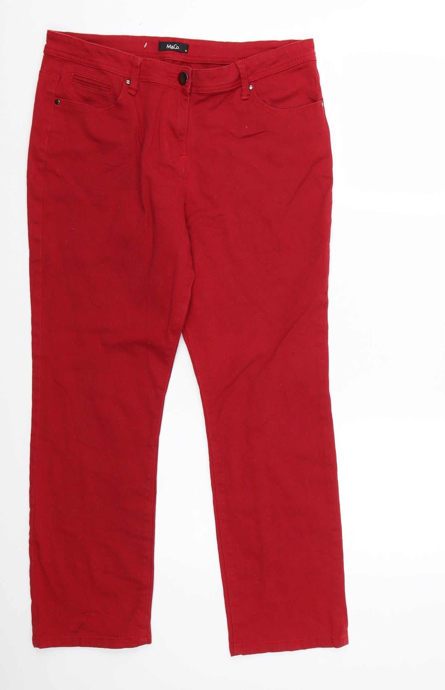 M&Co Womens Red   Straight Jeans Size 16 L27 in