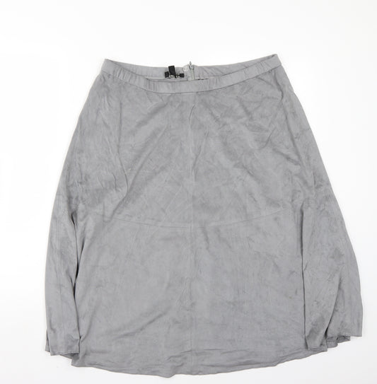 Front view of Pomodoro women’s grey a-line skirt, size UK 16