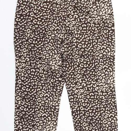TU Womens Brown Animal Print  Cropped Trousers Size 8 L23 in