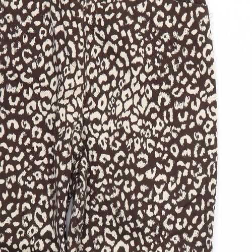 TU Womens Brown Animal Print  Cropped Trousers Size 8 L23 in