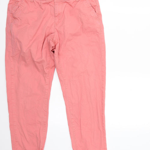 Marks and Spencer Womens Pink  Chambray Trousers  Size 14 L25 in