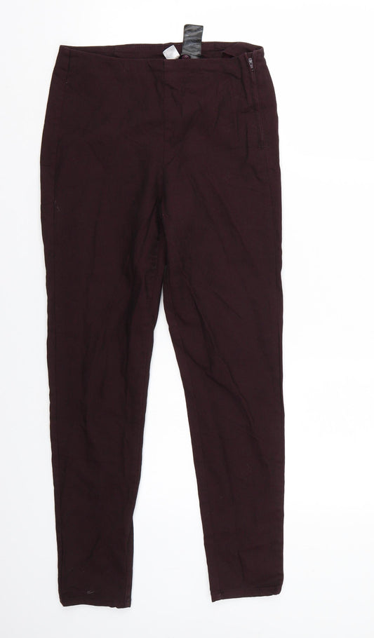 Front view of H&M women’s purple jegging jeans, size UK 10, 27-inch leg