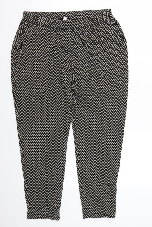 Front view of NEXT women’s black trousers, size UK 14, 25-inch leg