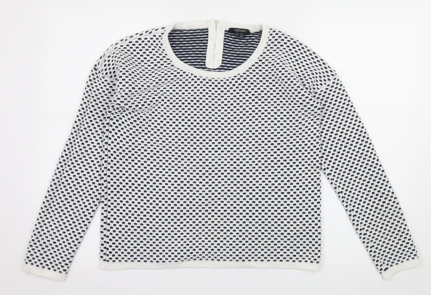 ESMARA Womens White Polka Dot Knit Pullover Jumper Size 10