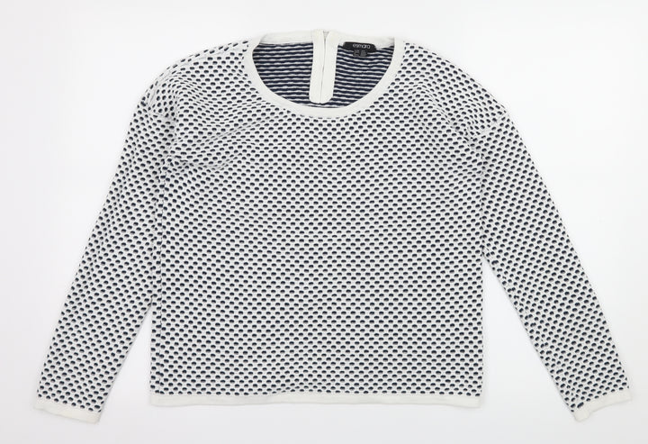ESMARA Womens White Polka Dot Knit Pullover Jumper Size 10