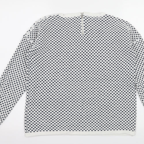ESMARA Womens White Polka Dot Knit Pullover Jumper Size 10
