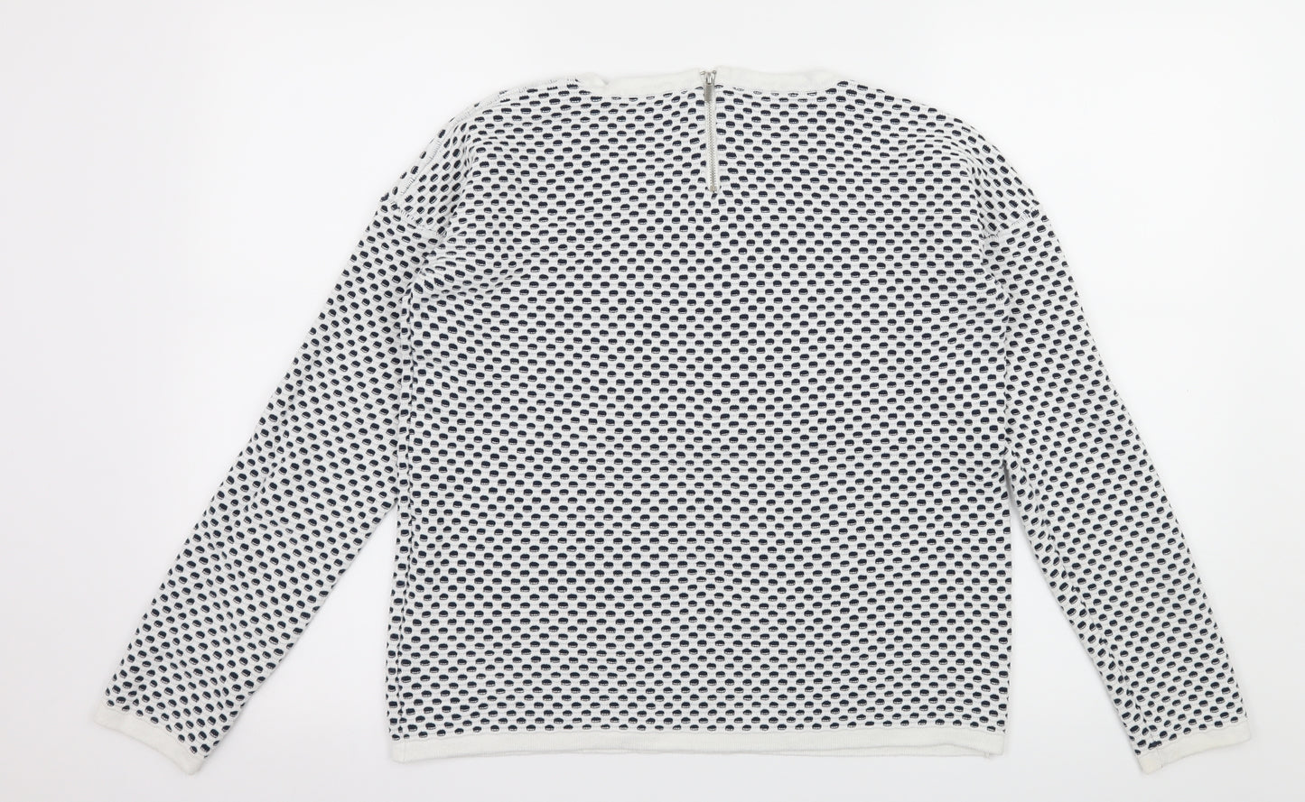 ESMARA Womens White Polka Dot Knit Pullover Jumper Size 10