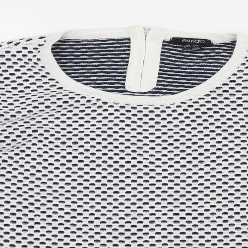 ESMARA Womens White Polka Dot Knit Pullover Jumper Size 10