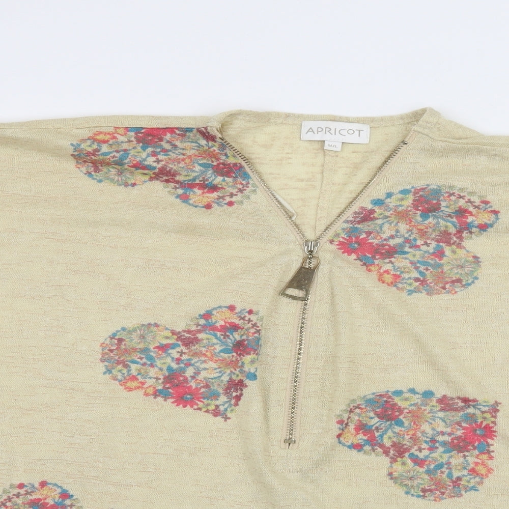 Apricot Womens Beige Geometric Knit Basic T-Shirt Size M  - Love heart