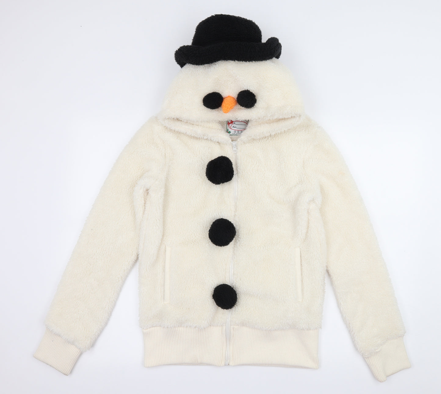 Atmosphere Womens Ivory  Microfibre Full Zip Hoodie Size 12  - Snowman