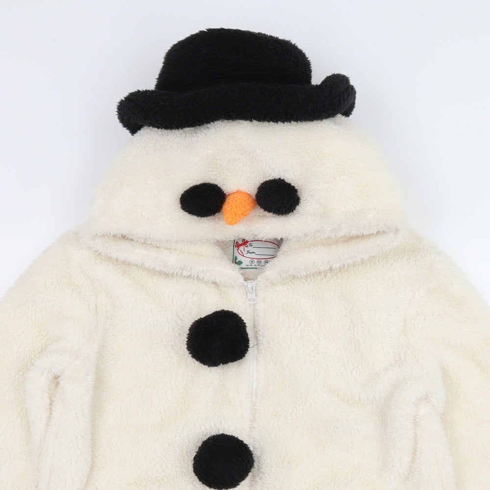 Atmosphere Womens Ivory  Microfibre Full Zip Hoodie Size 12  - Snowman