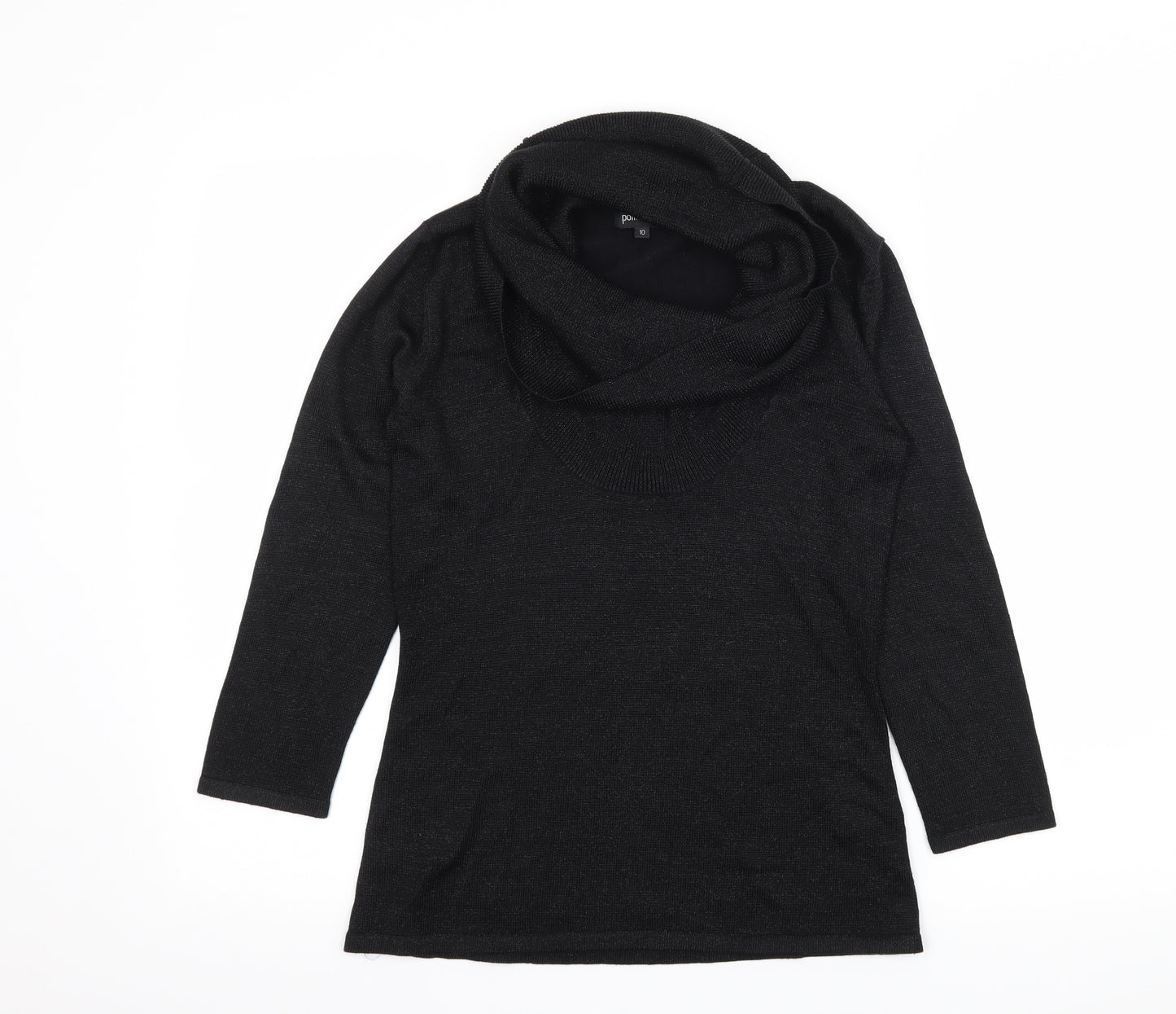 Pomodoro Womens Black  Knit Pullover Jumper Size 10