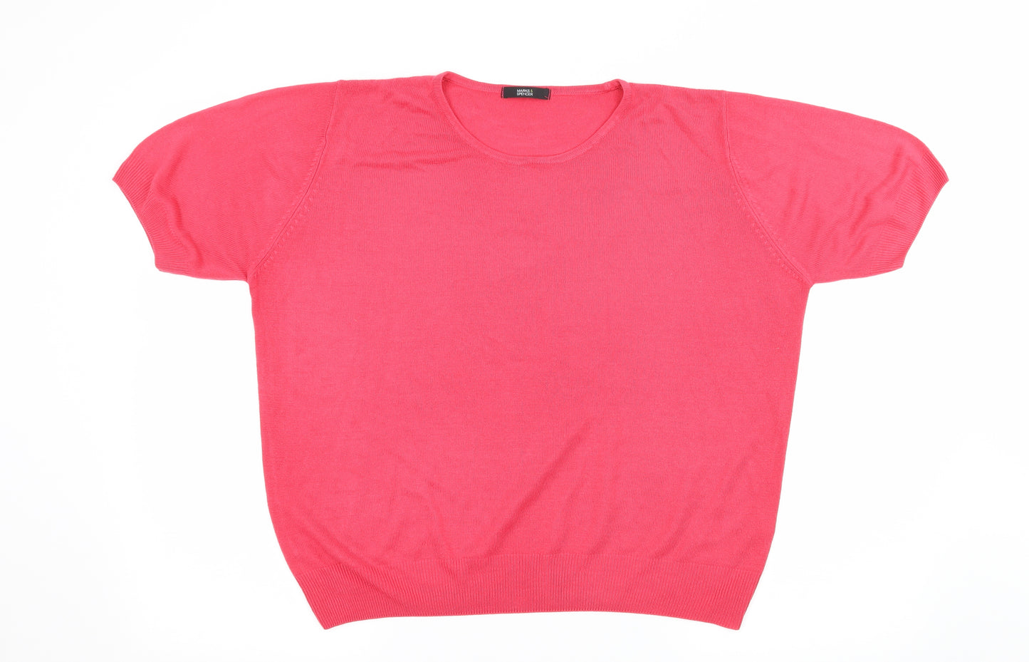 Marks and Spencer Womens Pink  Knit Basic T-Shirt Size 16