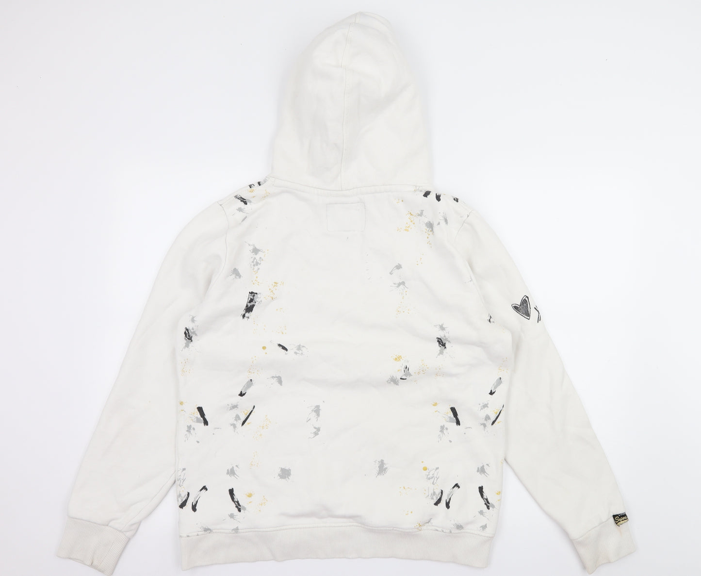 Superdry Womens White  Jersey Pullover Hoodie Size 16