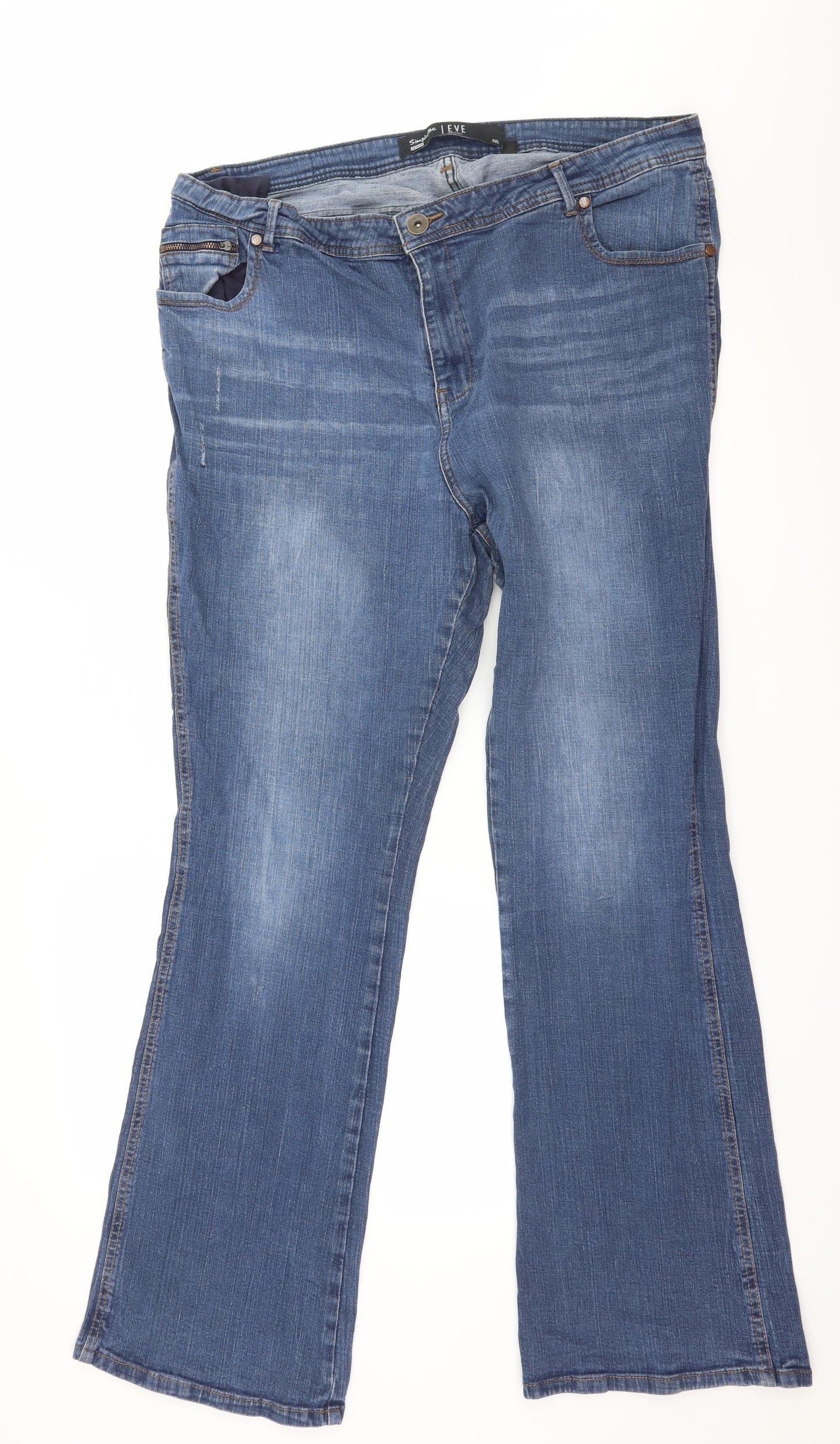 Simply Be Womens Blue  Denim Bootcut Jeans Size 22 L32 in