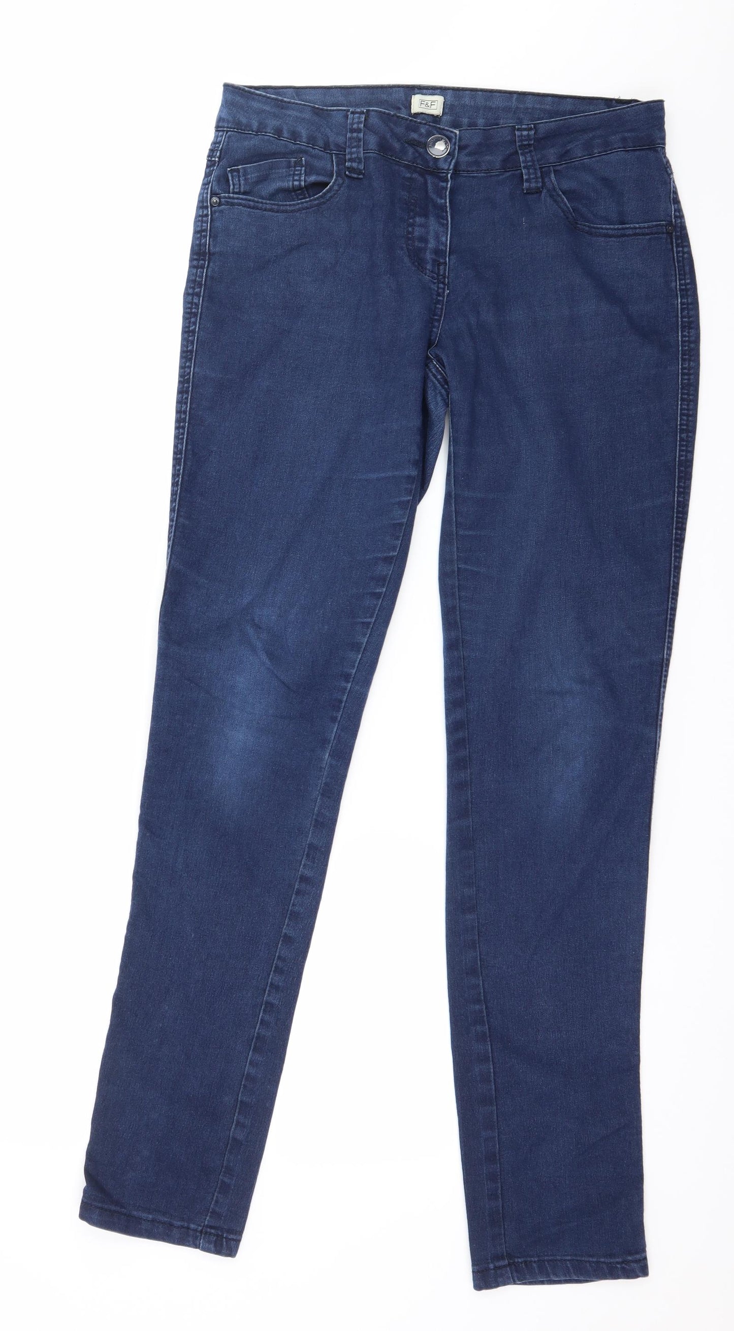 F&F Womens Blue  Denim Straight Jeans Size 10 L31 in