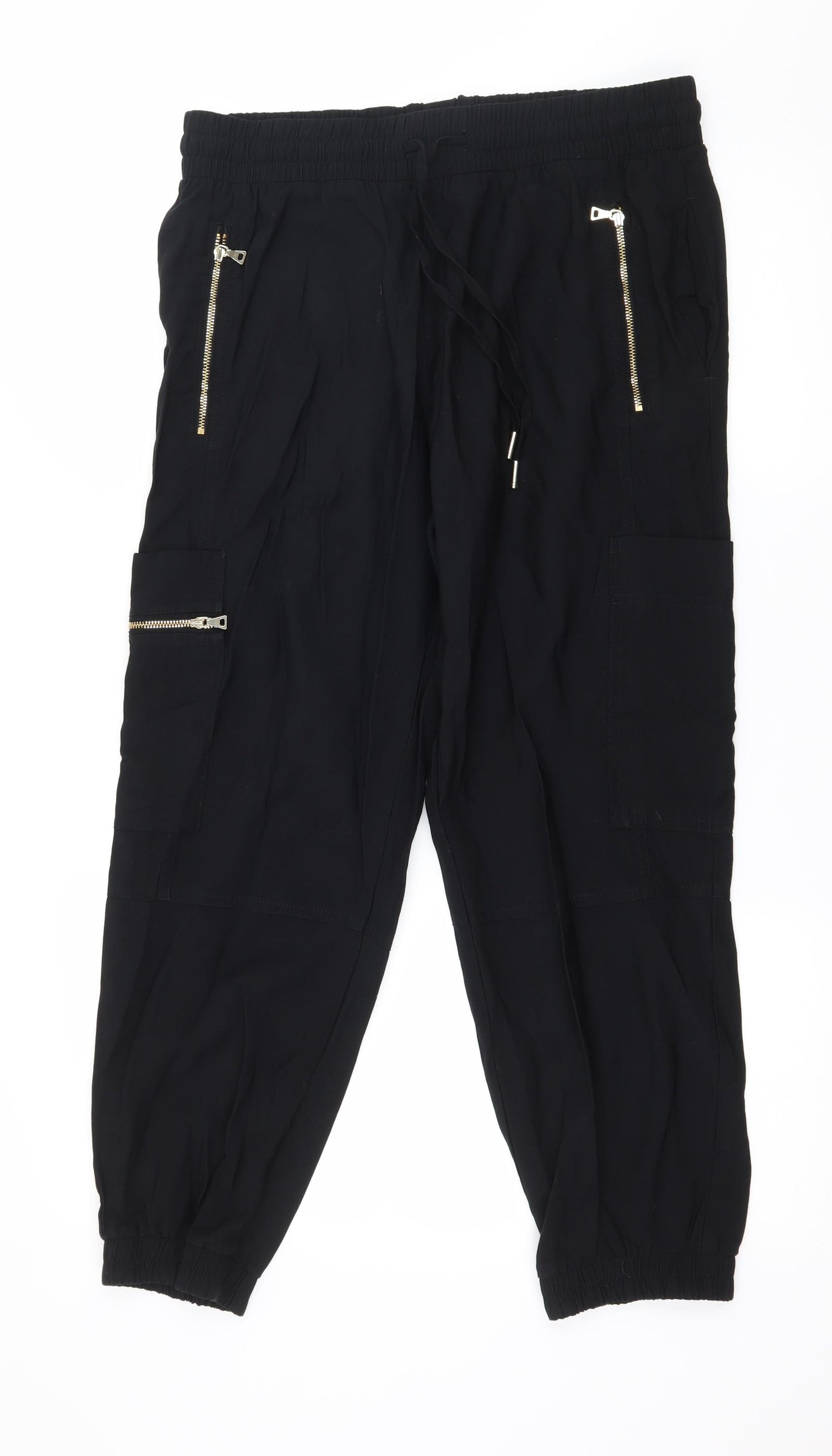 Marks and Spencer Womens Black   Cargo Trousers Size 14 L26 in