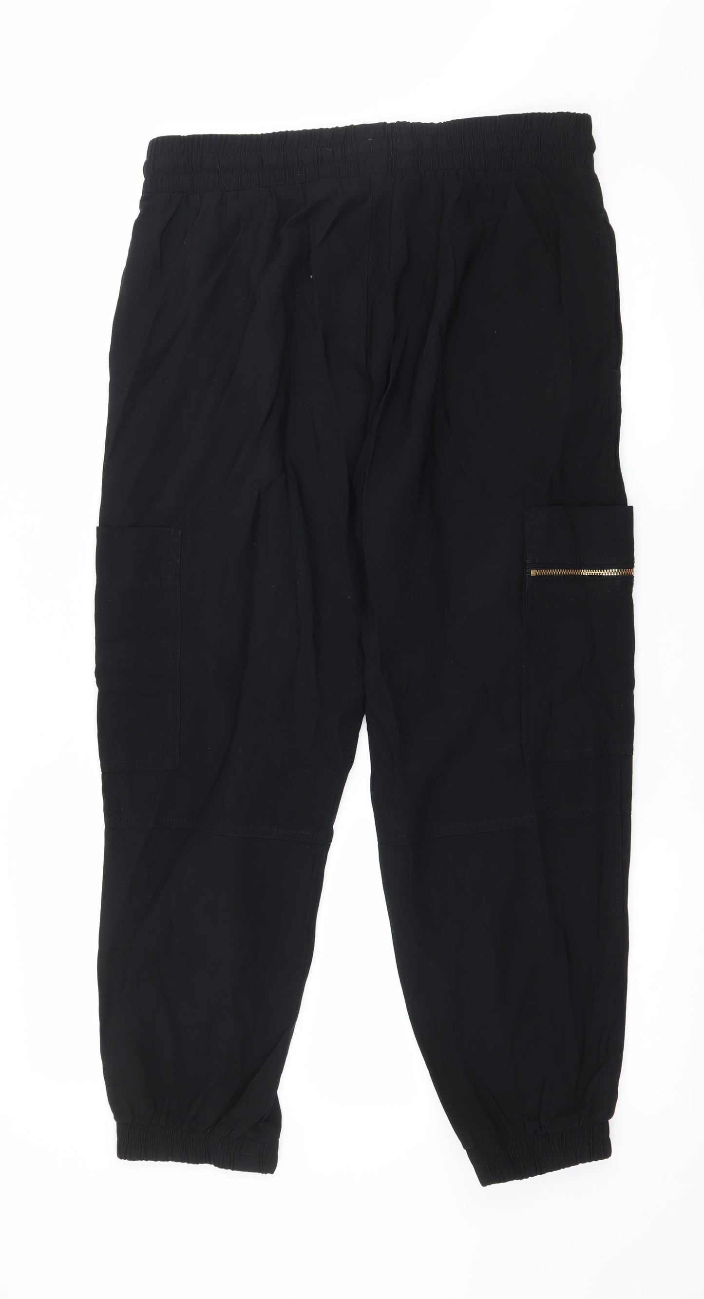 Marks and Spencer Womens Black   Cargo Trousers Size 14 L26 in