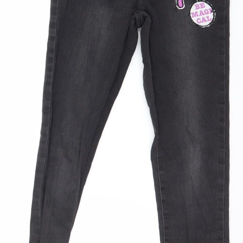 Pepperts! Girls Grey Geometric Denim Skinny Jeans Size 9-10 Years - Badged