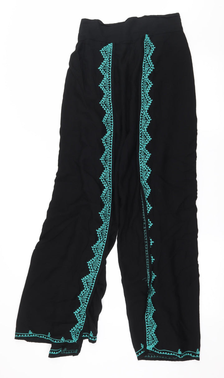 Turkana Womens Black Geometric Rayon Trousers  Size 32 in L27 in