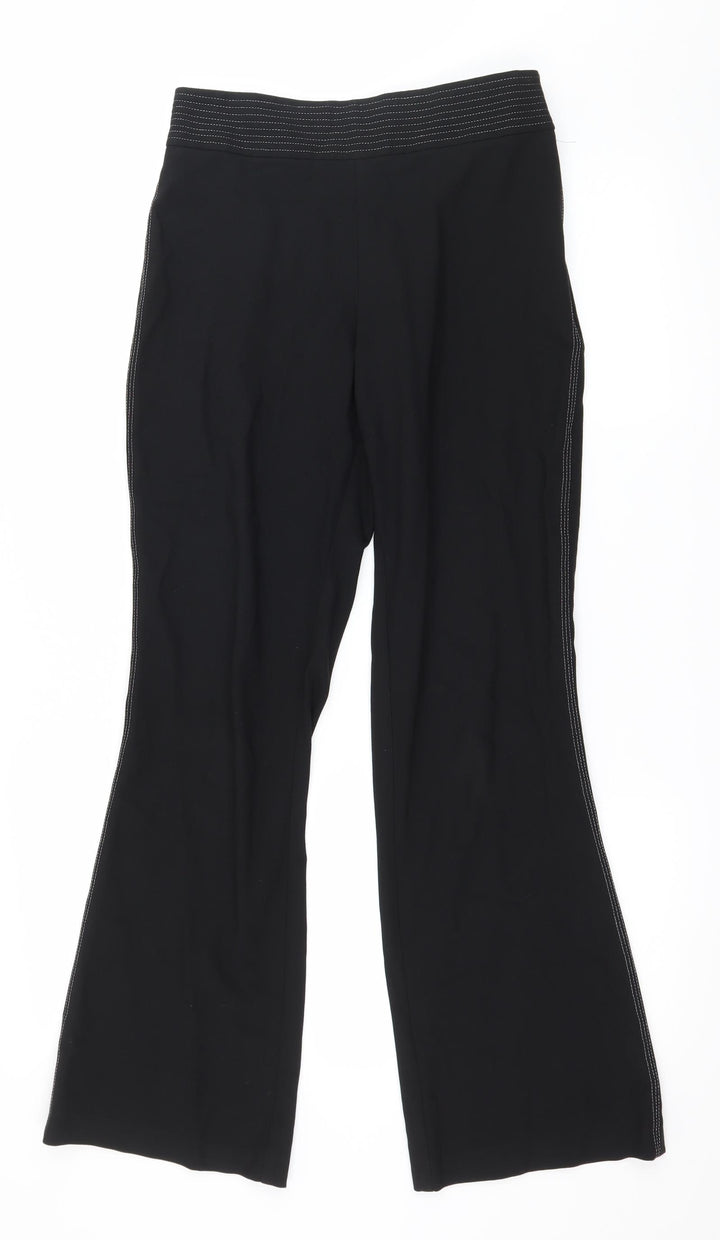 Marks and Spencer Womens Black Striped  Trousers  Size 8 L30 in
