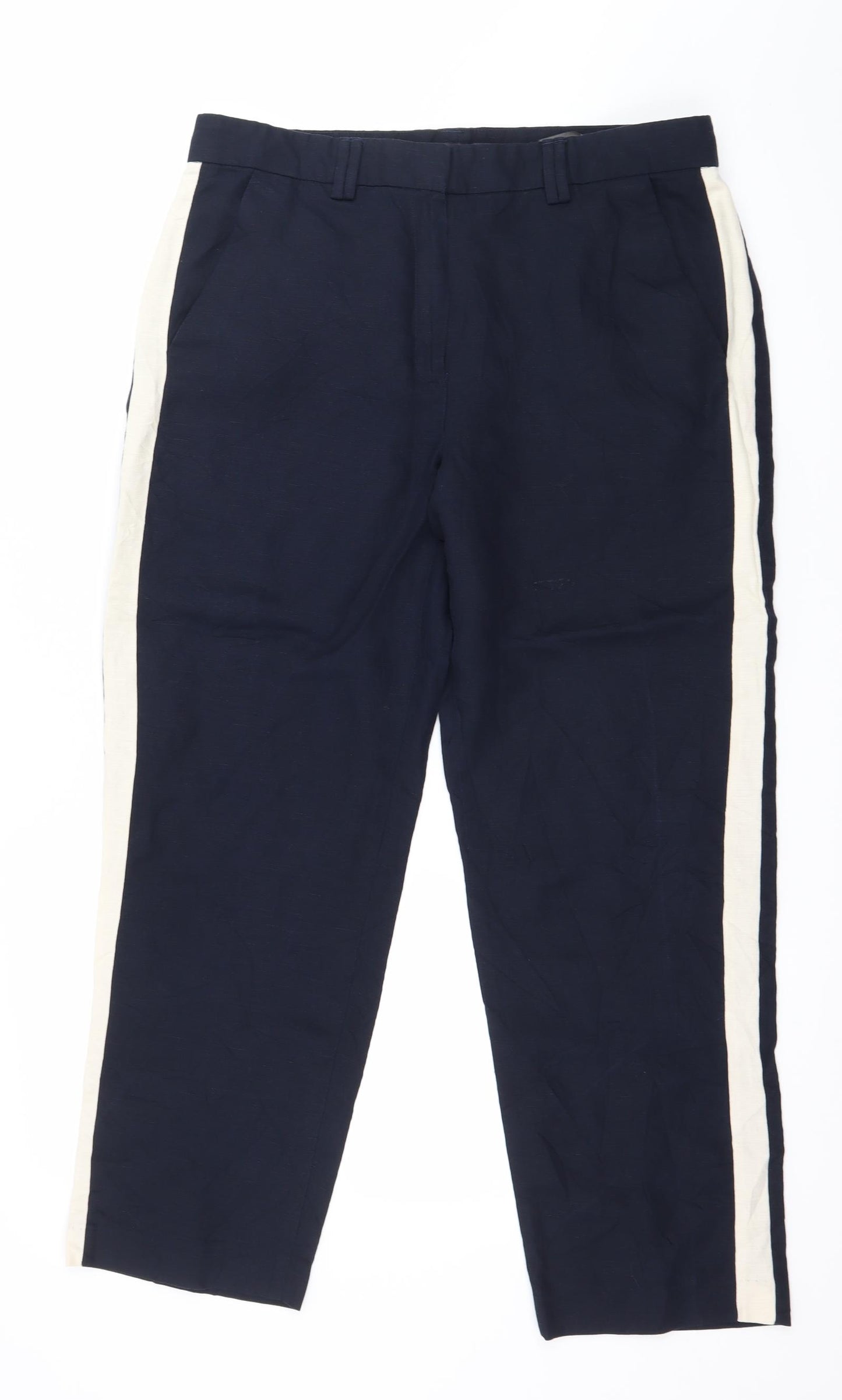 Marks and Spencer Womens Blue Striped  Trousers  Size 12 L26 in