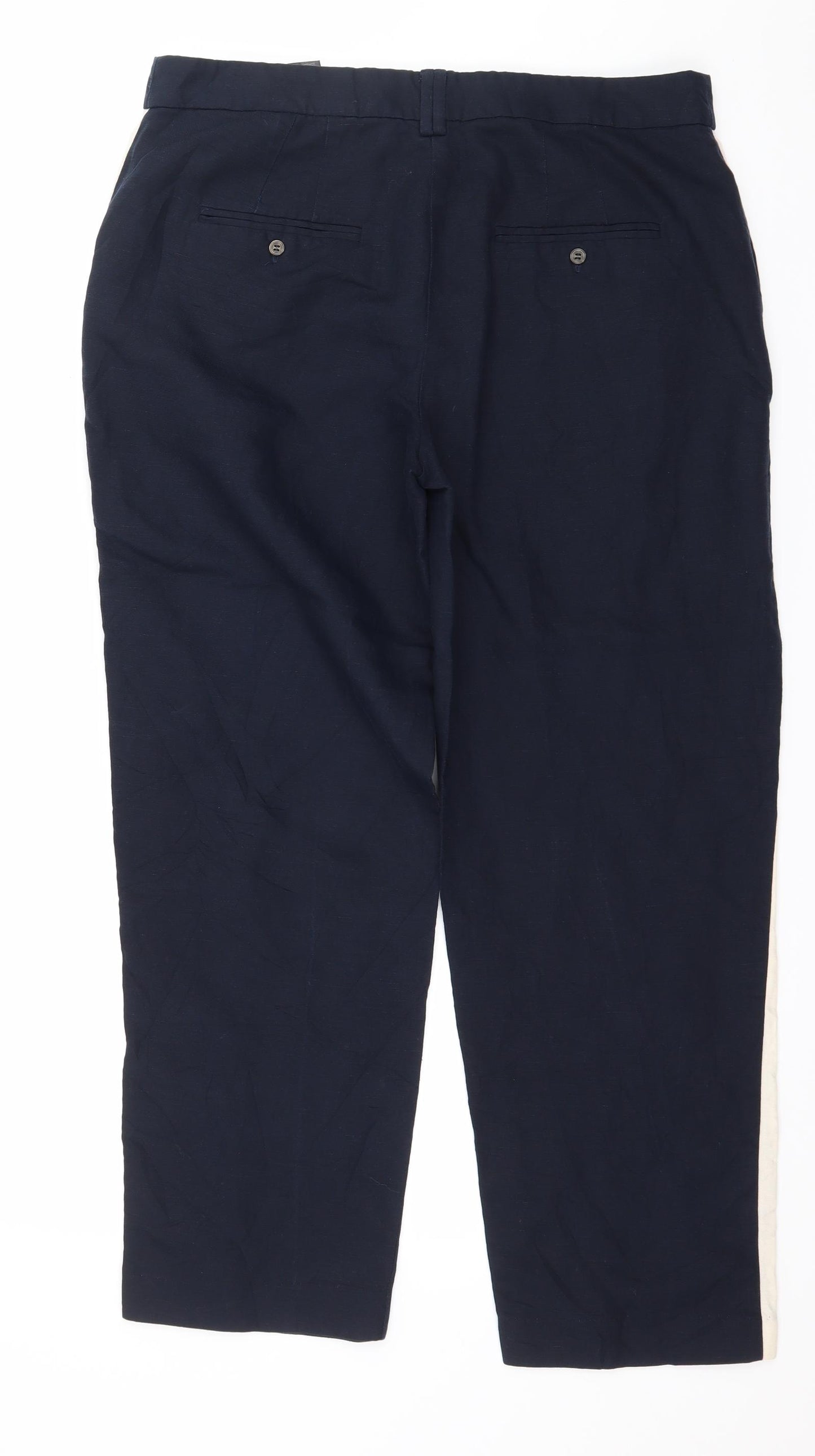 Marks and Spencer Womens Blue Striped  Trousers  Size 12 L26 in