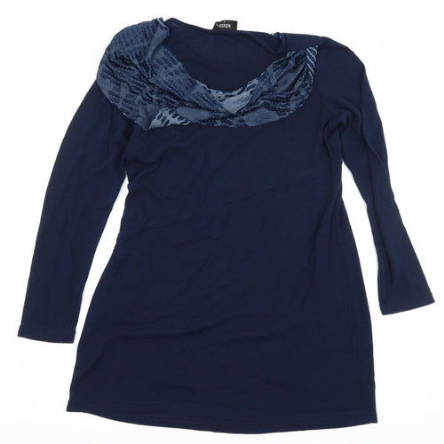 Klass Womens Blue Geometric Knit Pullover Jumper Size S
