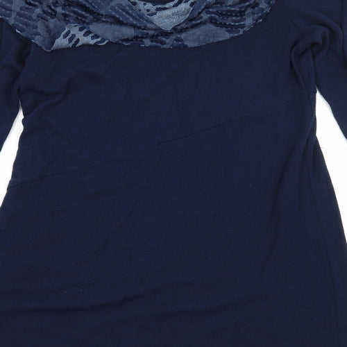 Klass Womens Blue Geometric Knit Pullover Jumper Size S