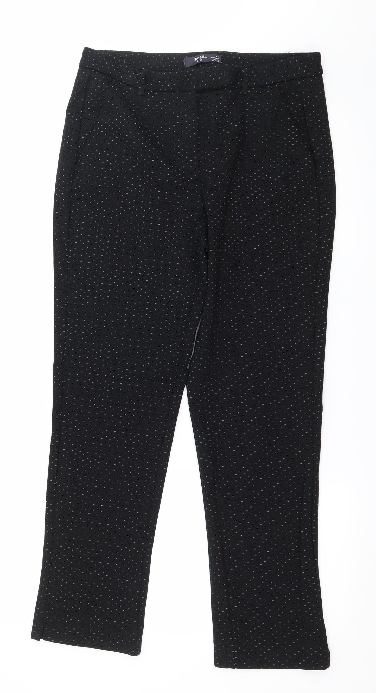 Marks and Spencer Womens Black Polka Dot  Trousers  Size 12 L26 in